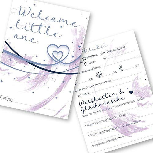 Kigebu Babyparty Spiele rate mal Karten (25 Karten, Deutsch, Motiv Magic) - Babyshower Ratespiel Mädchen und Junge - Baby Orakel Deko (Din A6 (10,5 x 14,8 cm))