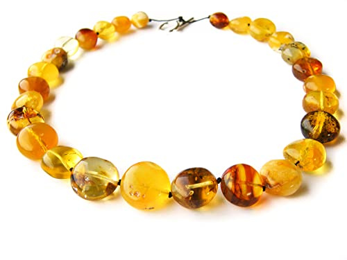 Bernstein Kette Halskette Collier GELB poliert NEU UNIKAT 21768