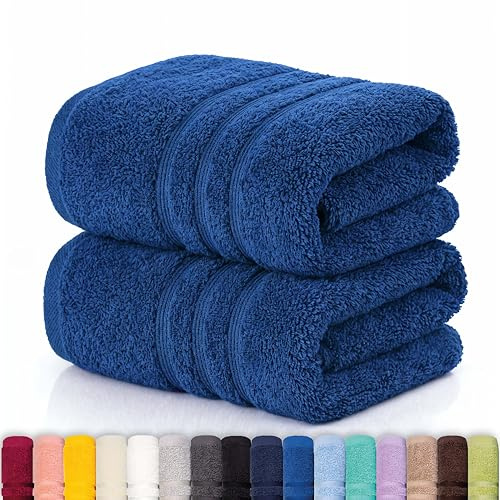 Lavea® Set med 2 Badhanddukar 70x140 cm 100% Bomull – Mjuka och Absorberande – Perfekta som Stora Badhanddukar, Badlakan eller Handdukar – Kungblå