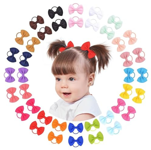 choicbaby 40 Piezas Lazos para Niñas Coleteros con Lazo 5 cm Gomas Elásticas para el Pelo Accesorios para el Cabello de Bebés Niñas Recién Nacidos y Pequeñas