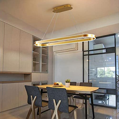 Pendelleuchte LED Oval Esszimmerleuchte mit Fernbedienung, Kronleuchter Höhenverstellbar, LED Hängeleuchte Esstisch Dimmbar 1-flammig, Modern Deckenlampe für Büro, Wohnzimmer, Küchen, Ø80*30cm