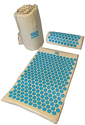 OR8 Wellness Ensemble tapis d'acupression et oreiller pour soulager la douleur, soulager le stress et la relaxation pour douleurs du dos et du cou, tapis de massage avec sac de transport Bleu