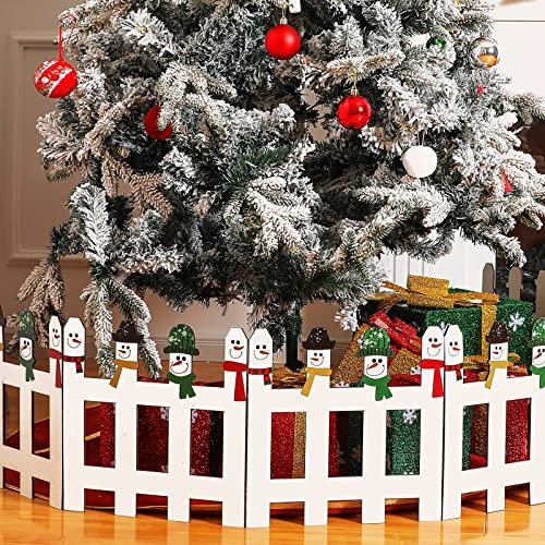 Blulu Christmas Fences Party Decoration Gate White Picket Fence Barrier for Pets Dog Cat Flexible Picket Xmas Tree Barrier for Holiday Office Home Decor, 12 Inch(4 Pieces)