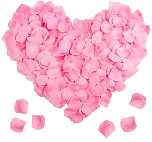 DONQL 2300Pcs Pink Rose Petals Decoration, Artificial Silk Flowers Petals | Fake Roses Petals for Bed Bedroom Wedding, Red Rose Petals Romantic Valentines Birthday Party Decorations