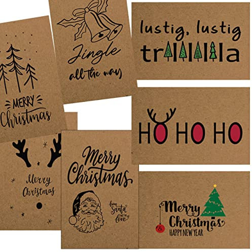 KARTENVERSAND24 Kraftpapier Weihnachtskarten Set Kraft-Papier Weihnachtspostkarten-Set Craft Postkarten Weihnachten Karten lustig Karte Lettering Natur witzig modern coole (Kraftpapier, 30)