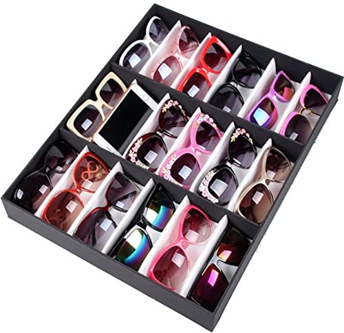 Brillenbox Brillen Display Brillenkoffer, Sonnenbrillen Organizer Box 18 Slots Brillen Speicher Lesebrille Anzeige Vitrine Brillen Ausstellung Halter for Präsentation Brillenaufbewahrung Sonnenbrillen