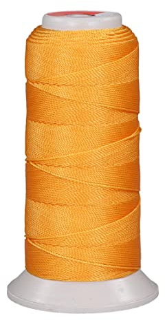 Langlauf Schuhbedarf Sattlergarn - Polyester Ledergarn in Handwerksqualität (200 m/Stärke 8/3) I extrastarkes Polstergarn Nähgarn - Reißfest - UV-Beständig - Outdoor Nähgarn für Leder (goldgelb)