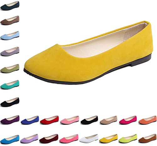 Hwalleum Ballerines plates simples et décontractées pour femme - Couleur unie - Pour le travail - Pour le bureau - Confortables - Bout pointu