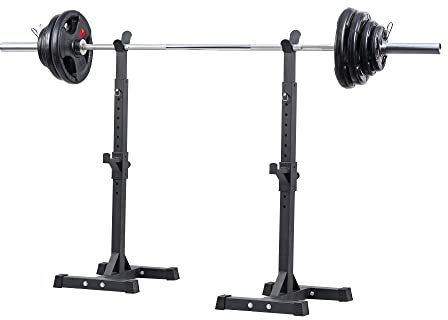wuuhoo® Olympische Langhantelstange & Hantelscheiben im Set Rick - 85kg gesamt, 220cm Langhantel inkl. 65 KG Gewichte, Langhantel mit 20 KG Eigengewicht - Design 1 mit Ständer