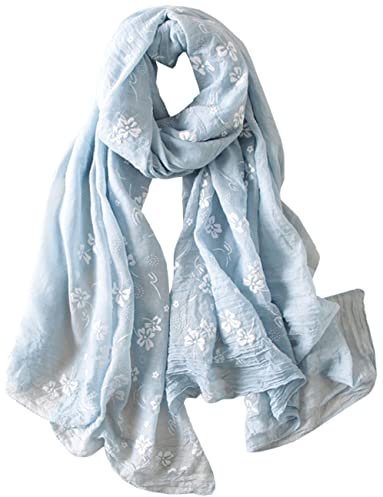 MAIRY Halstuch Damen Floral Schal Damen Schals Mode Muster Blaue Übergroßer Stola Tücher Mit Fransen Lang Schals Deckenschal M13601