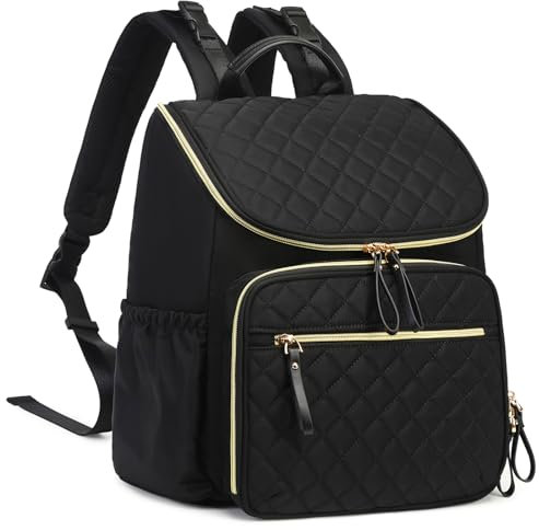 LORADI Baby Wickeltasche Großer Wickelrucksack mit Multifunktions-Babytaschen Passform für Kinderwage (Schwarz-Gold)