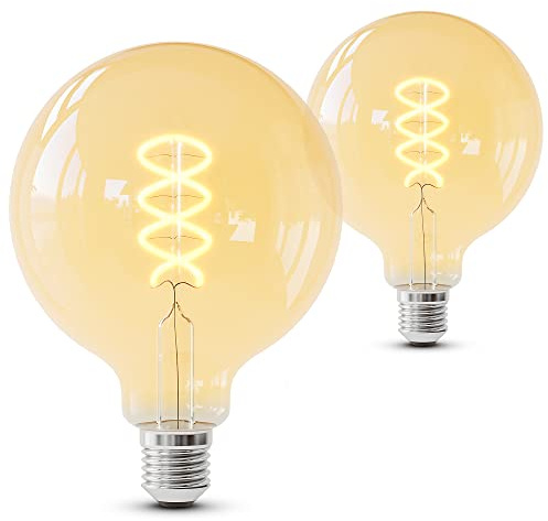 SSC-LUXon LUBI Vintage LED Glühbirne E27 Globe XL dimmbar 3W extra warmweiß | Dekorative Filament-Lampe im Globus-Look - extra warmes Licht 1800K, dimmbar, E27-Sockel für Esstisch- & Stehlampen