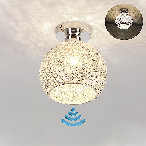 KZT LED Deckenlampe mit Bewegungsmelder 12W Retro Metall Käfig Deckenleuchte E27 Vintag Flurlampe 3000K Warmweiß Radar Sensorlampe Innen Deckenbeleuchtung für Wohnzimmer Treppe Balkon Küchelampe