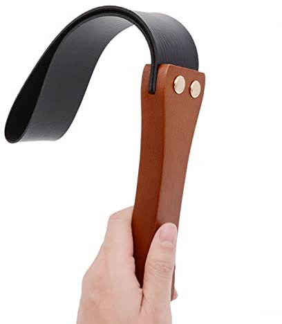 SYMFY Cavallo Frusta, Vera Pelle cavalcando Crop Flogger con Manico in Legno per l'insegnamento equestre Formazione Nero