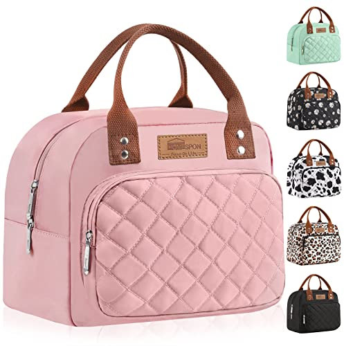 HOMESPON Insulated Lunch Bag for Women Men Work Adult Cool Bag Lunch Box Container Ladies Lunch Tote (Pink)