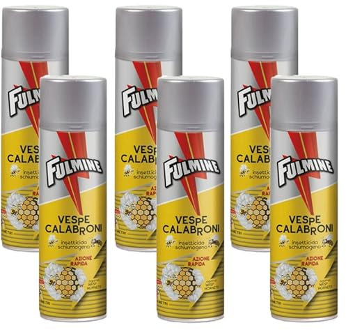 Virsus 6 Bomboletta insetticida Spray Schiumogeno Fulm790 per Vespe e Calabroni, capacità 500ml, Azione Rapida con getto fino a 4 Metri, Disinfestante Vespicida per Nidi
