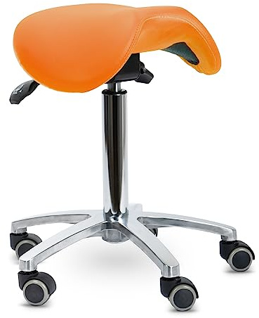 Teqler Drehhocker mit kippbarem Sattelsitz Orange