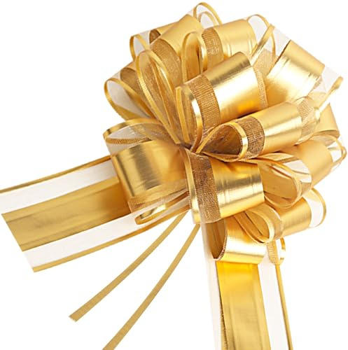 CuteHook Goldschleifen zum Verpacken von Geschenken, große Ostergeschenkschleife für Geschenkkörbe, große Geschenkkorb-Geschenkschleifen für Geburtstagsgeschenke, Duschgeschenke, Autodekoration,…