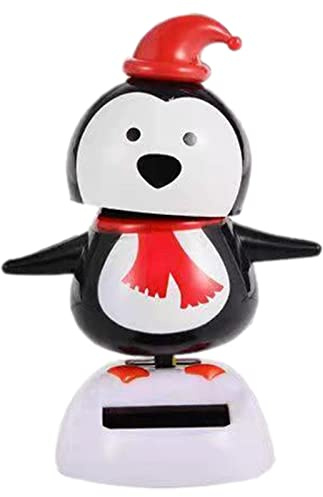 Aznever Wackelfigur Solar Tanzfiguren, Solarbetriebenes Schaukelspielzeug, Schüttelkopf Puppes Für Auto Armaturenbrett, Wohnkultur (Elch Santa Pinguin Optional)
