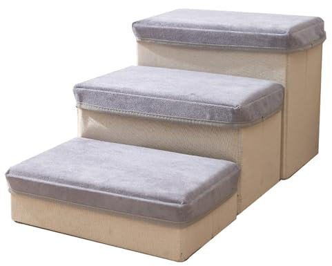 DELURA Hundetreppe für Kleine Hunde,Haustiertreppe für Hohe Betten Und Couch,Haustierrampe für Kleine Hunde Und Katzen
