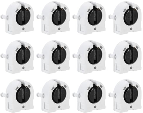 PATIKIL T8 Leuchtstofflampenhalter, 12er Pack G13 Lampensockel LED Leuchtstoffröhrenfassung 500V Nicht geschalteter Dreh-Typ Lampenhalter Ersatz, 26x32x13mm