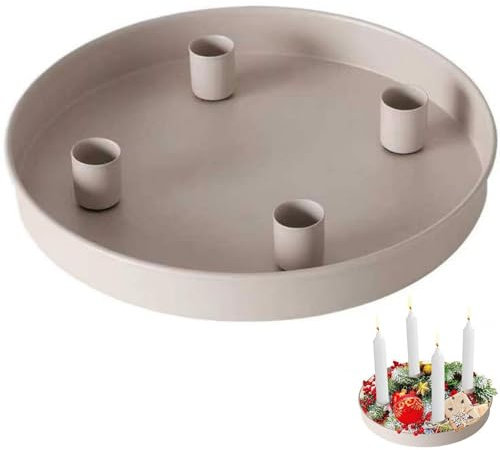 Fopytu Kerzenhalter-Tablett mit 4 magnetischen Kerzenhaltern Runder Metallkerzenteller, Kerzenständer für Weihnachten, Halloween, Tischdekoration