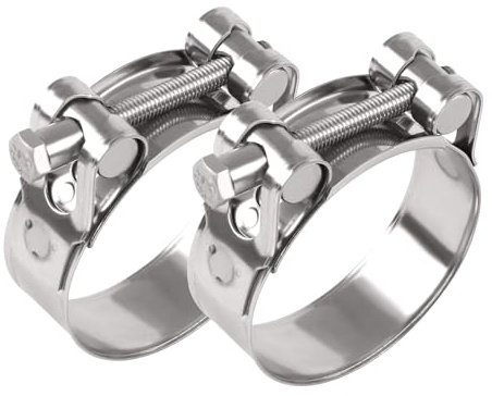 DOCAS 2pcs Ø48-51mm T-Bolzen-Schlauchschelle, 304 Edelstahl Motorrad Auspuff Schellen, Auspuffrohr klemme Universal Auspuffschelle Rohrverbinder für Autos, Motorräder, Turbinen, Abwasserrohre