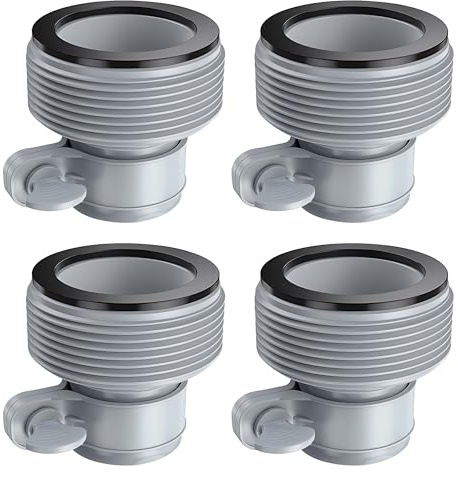 Fairooth Pool Hose Adapter (4Pcs) - Plastic, 1.5 Inch Hoses, Gray, for Intex Filter Pumps, Saltwater System, Above Ground Swimming Pool Accessories