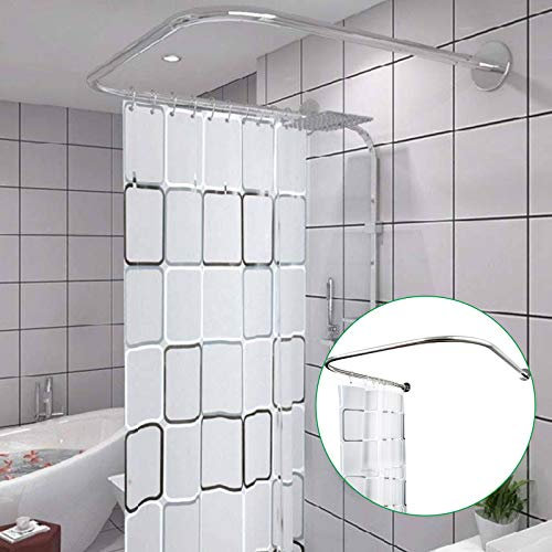 Duschvorhangstange, U-Form Ecke Halterung,Badewanne Bogenstange Edelstahl Bad, FüR Badezimmer, KüChe, Umkleidekabine.
