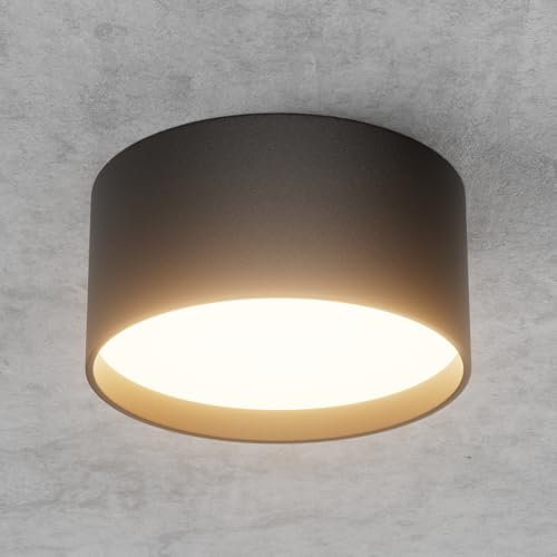 Klighten Surface Mounted Ceiling Spotlight LED 18W 1029LM, Round Modern Spotlight, Aluminum Ceiling Spot for Kitchen, Hallway, Living Room, Bedroom, Warm White 3000K, Matt Black, 6 x 12 cm