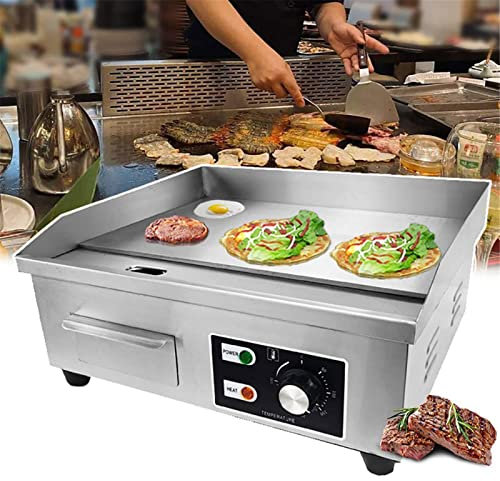 Plancha Eléctrica Para Encimera, Parrilla Para Barbacoa Con Placa De Cocción De Acero Inoxidable Para El Hogar De 3000 W, Teppanyaki Ajustable De 50-300 ℃ Para Barbacoa Para Cocinar Filetes, Huevos Y