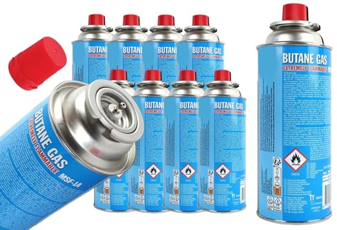 BISOMO Butangas 227g Dose 1-28 STK. Kartusche für Feuerzeug, Flambierbrenner, Shisha, Gaskocher, Gasbrenner Lötlampen für Camping Grill Küche Wohnmobil (8)