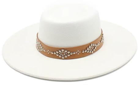 Unisex Fedora-Hüte für breite Krempe Filzhut Panama Kirchenhut Sombreros, weiß, 6 7/8-7 1/8