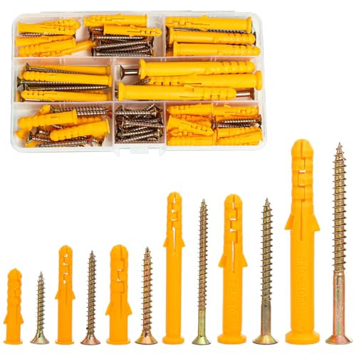 110 Stück Dübel Set, M6 M8 M10 Dübel Set mit Schrauben Wanddübel und Schrauben Set für Trockenbau Gipskarton Gipsfaserplatten Befestigung in Beton