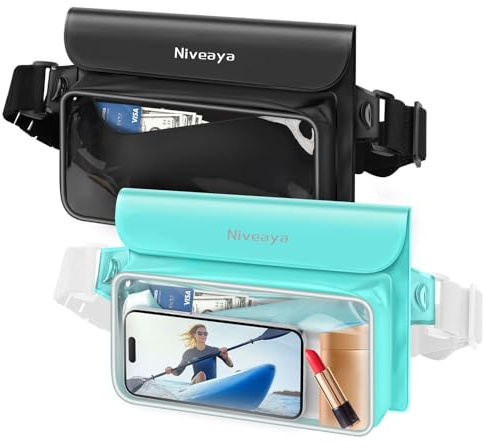 Niveaya IPX8 Waterproof Fanny Pack for Men Women, Large Capacity Touch Screen Dry Bag for Kayaking, Paddle Boarding, Waterpark & Swimming Essentials, Adjustable Waist Strap Pouch for Cell Phone