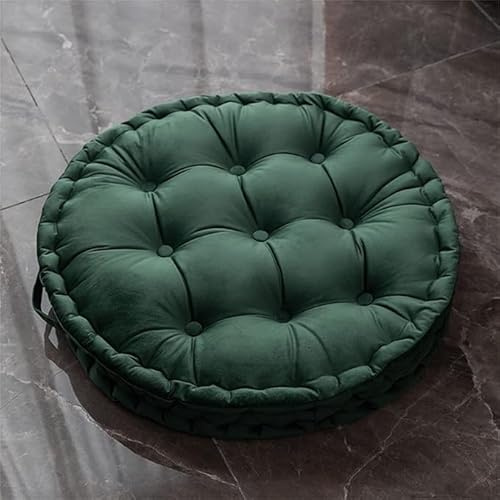 Plüschkissen, runde Bodenkissen für Erwachsene, 60 cm, einfarbig, Samt-Bodenkissen, Sitzkissen für Wohnzimmer, Schlafzimmer, Lesen, Yoga, Schlafzimmer, Heimdekoration (Dunkelgrün)