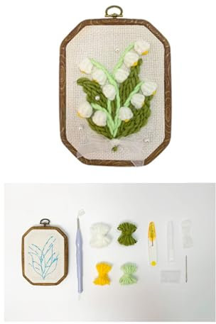 LVYUDS Punch Needle Kit Children's Day Mother's Day Crafts Diy Material Package, Cubic Flower Punch Embroidery Kit for Beginners Handicraft Enthusiasts(Bellflower)