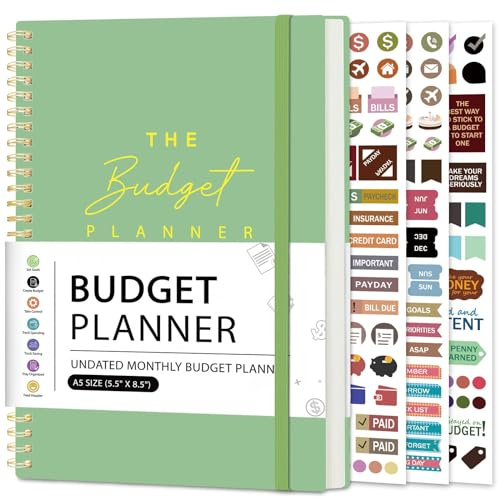 Planificateur budgétaire mensuel 2025 avec suivi des dépenses et des factures, planificateur financier non daté sur 12 mois et organiseur de livre de compte pour prendre le contrôle de votre argent,