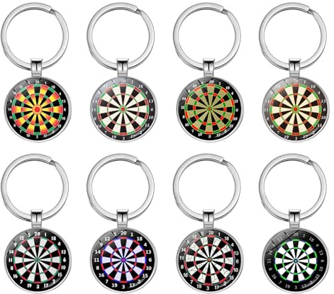 Keboyoe 8 stycken darttavlor, nyckelring, dart pil nyckelring, dartdekoration, dartpresenter för män, dartentusiaster, dartspelare, svart, 6 * 2.5 cm
