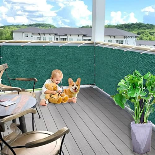 Toldo para Balcón Parasol Pantalla 0.7 x 10 m, Intemperie, Transpirable, Resistente Viento Fácil de Instalar y Estable, Balcón Pantalla Privacidad, para Jardín, Verde