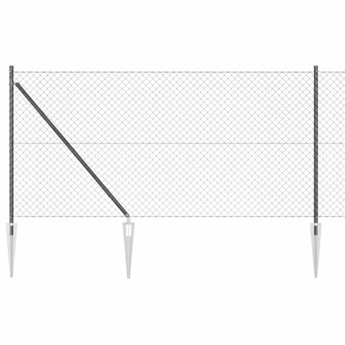 vidaXL Chain Link Fence with 13 Stake Posts 1x25m Galvanized Steel