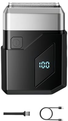 Rasoio elettrico portatile, mini rasoio elettrico con display a LED, lame di precisione, impermeabile IPX7, rasoi ricaricabili per uomini e toelettatura dei capelli (black B, 1pcs)
