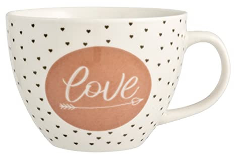 H&H Set 6 Tazze Jumbo Enjoy – New Bone China, 485 cc – Senza Piattino, Lavabili in Lavastoviglie & Adatte al Microonde