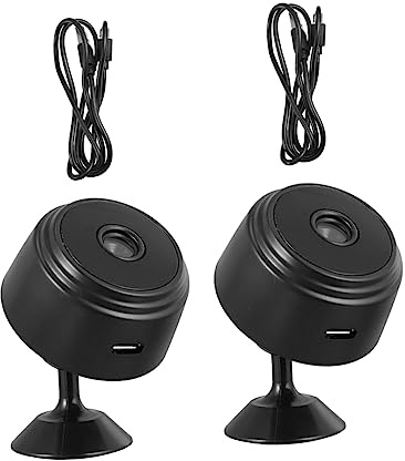 Uonlytech 2X 1080p WLAN Sicherheitskameras für Innenbereich, Schwarz | 150° Weitwinkel, Bewegungserkennung, Kunststoffgehäuse, Kompakte Bauform, 2 Stück