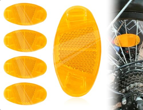 Emezddo 4er Set Fahrrad Speichenreflektoren,Kinder Katzenaugen Speichen Reflektoren,verwendet für Fahrrad Rennrad Mountainbike,Stadt,Land,Berg,Nacht(Orange,Oval)