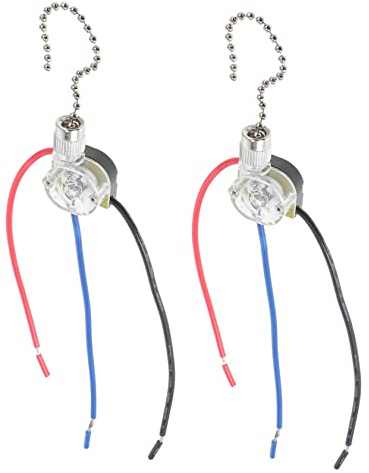 TOBBOMEY 2 Pièces Interrupteur à Tirette Fils Transparent pour Ventilateur de Plafond et Lampe Chaîne de Traction et Résistante Corrosion Remplacement Simple