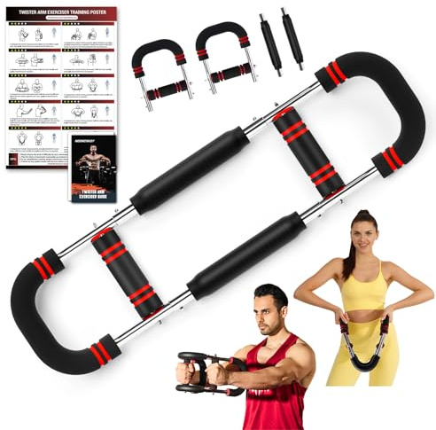 Twister Armtrainer, 13-27kg Verstellbarer Brusttrainer Männer & Frauen | Arm Chest Trainer mit Poster, Brusttrainer zur Verbesserung der Oberkörpermuskulatur, Zerlegbare Trainingsgeräte für Zuhause