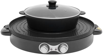 Hotpot et Grill 2 en 1,2200w Olla caliente multifuncional redonda Barbacoa de mesa electro Grillpfanne 220 V Barbacoa de mesa multifunción, antiadherente, cocina, asado