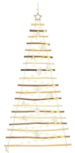 vidaXL Albero di Natale Naturale 180 cm Legno Massiccio di Frassino, Soggiorno, Decorazione Moderna da Parete, Albero di Natale Fatto a Mano, Decorazioni uniche per Interni