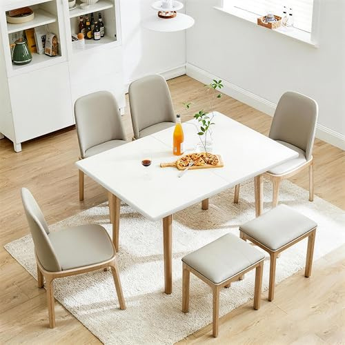 Rukulin 47 Wooden Foldable Kitchen Table Dining Table Rotating Table 4-6 People